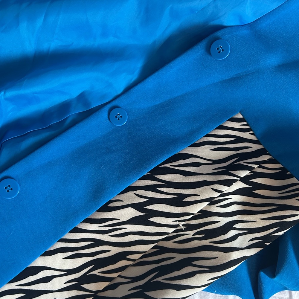 Mod Button-Up Jacket with Zebra Print - Picture 2 of 5